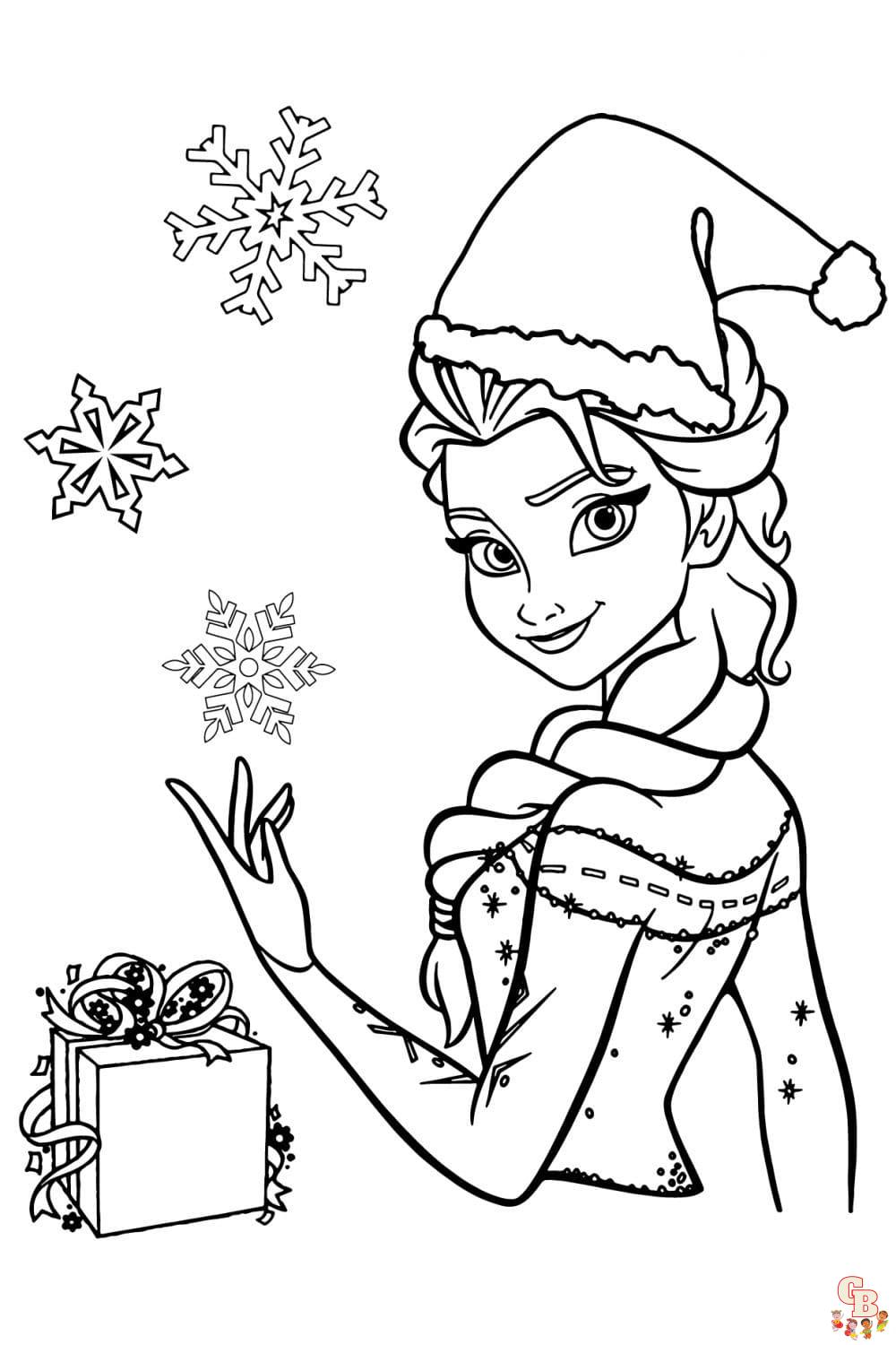 Ausmalbilder Frohe Weihnachten mit Elsa 2