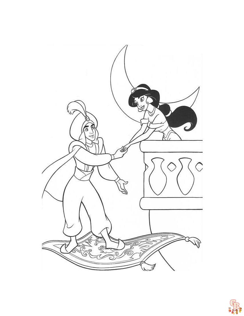 Ausmalbilder Jasmine Und Aladdin 1