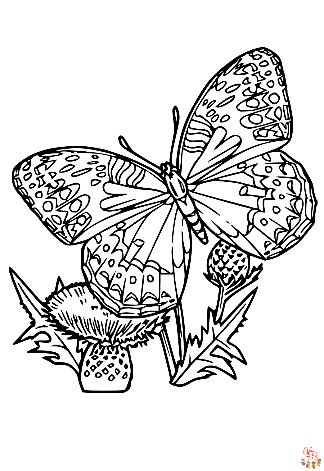 Ausmalbilder Schmetterling und Blumen