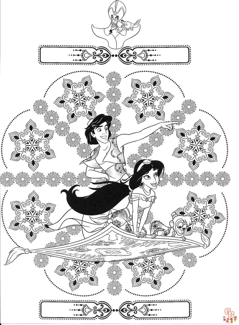 Jasmine Und Aladdin ausmalbilder zum ausdrucken