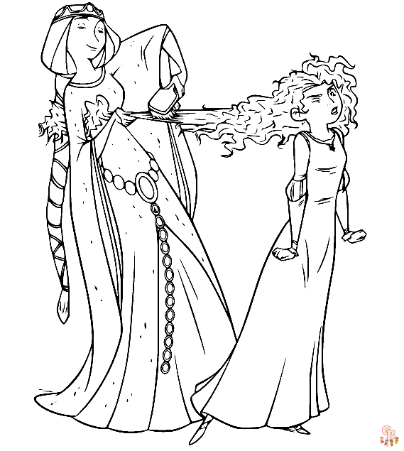 Prinzessin Merida und Koenigin Elinor ausmalbilder zum ausdrucken