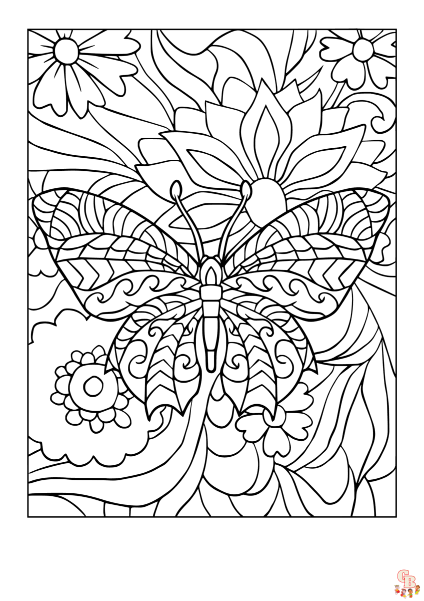 Schmetterling und Blumen ausmalbilder zum ausdrucken 2