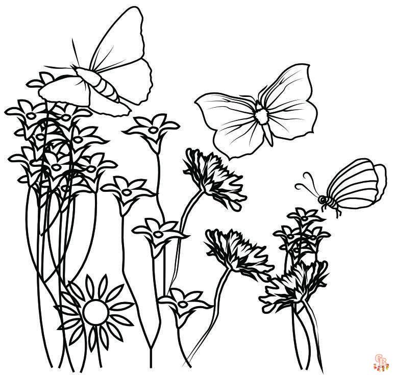 Schmetterling und Blumen zum ausdrucken