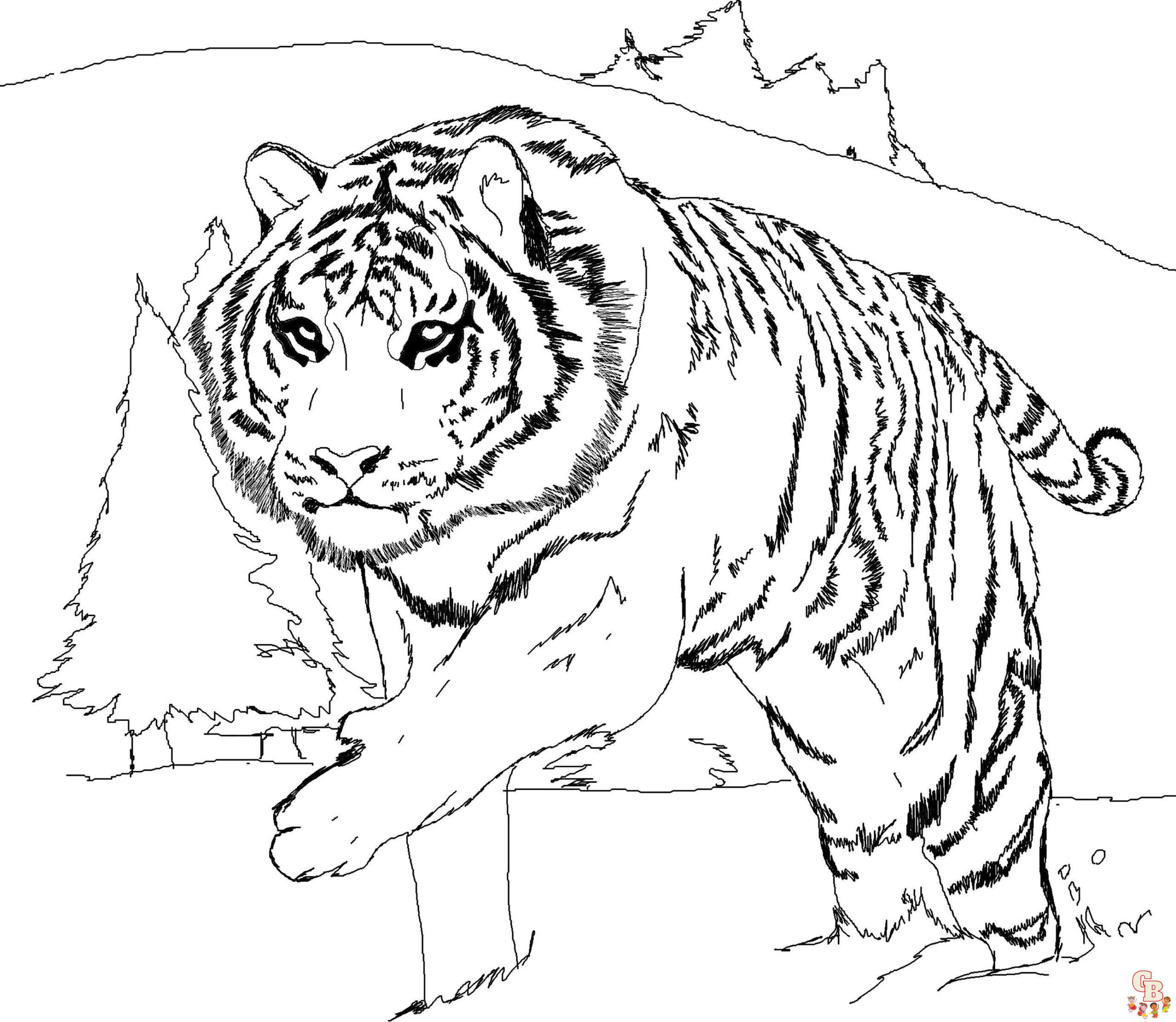 Ausmalbilder realistischer Tiger