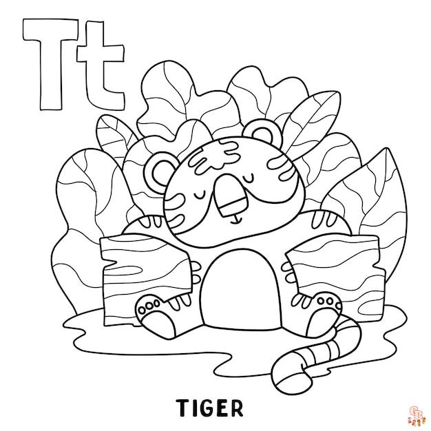 Ausmalbilder schlafender Tiger