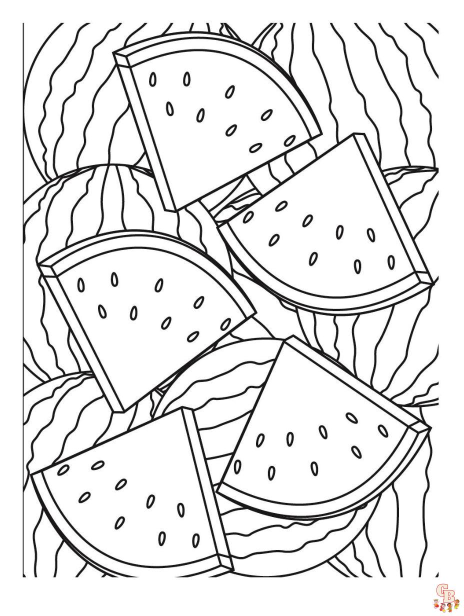 Free summer watermelon coloring pages for kids