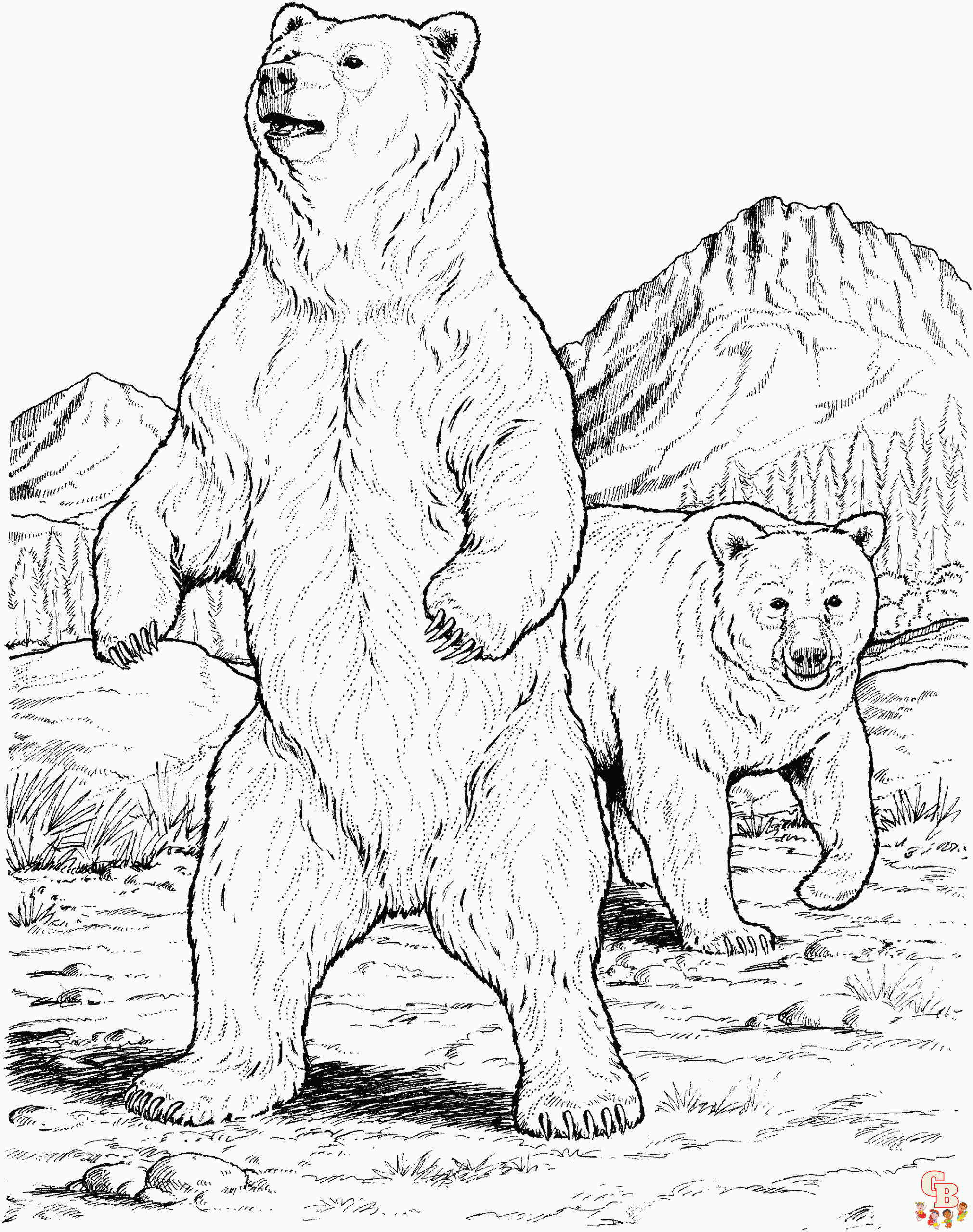 Grizzlybaeren ausmalbilder zum ausdrucken