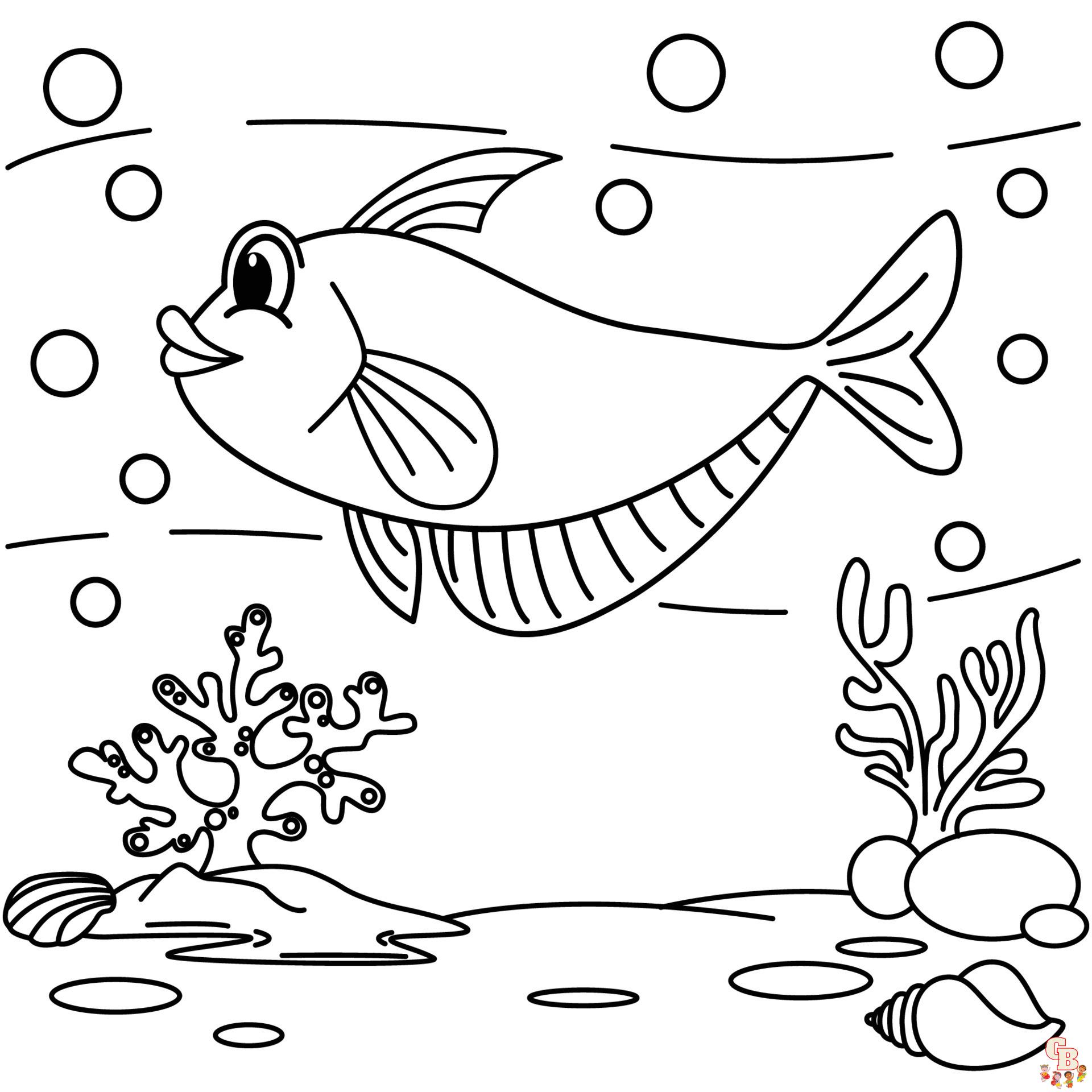 Lustige Cartoon Fische zum ausmalen