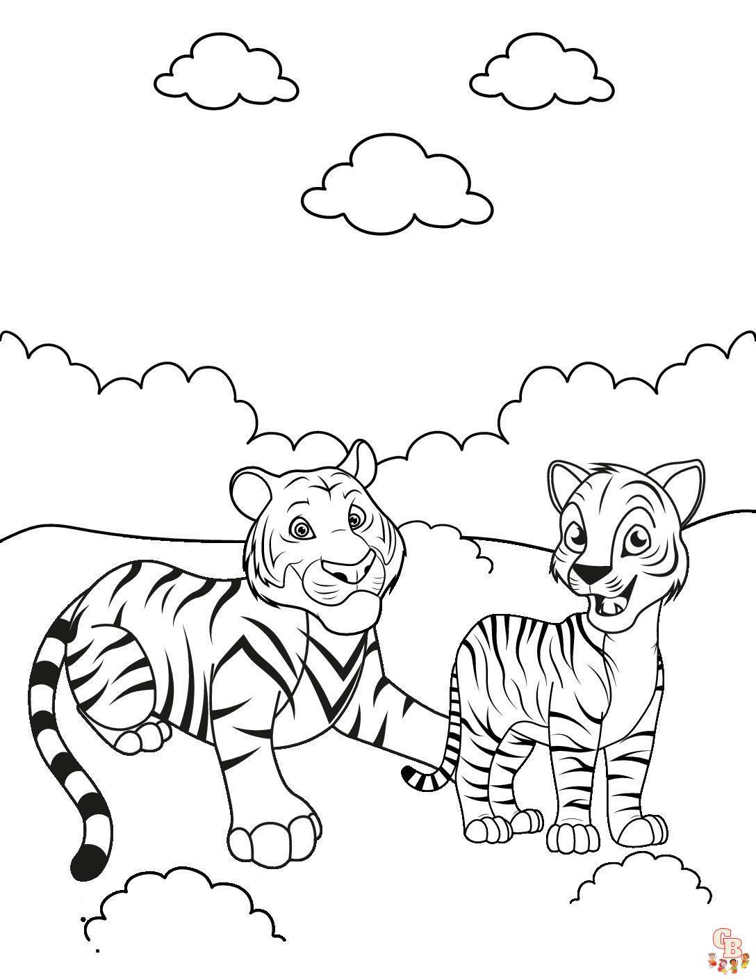 Malvorlagen Tiger Mutter und Baby Tiger