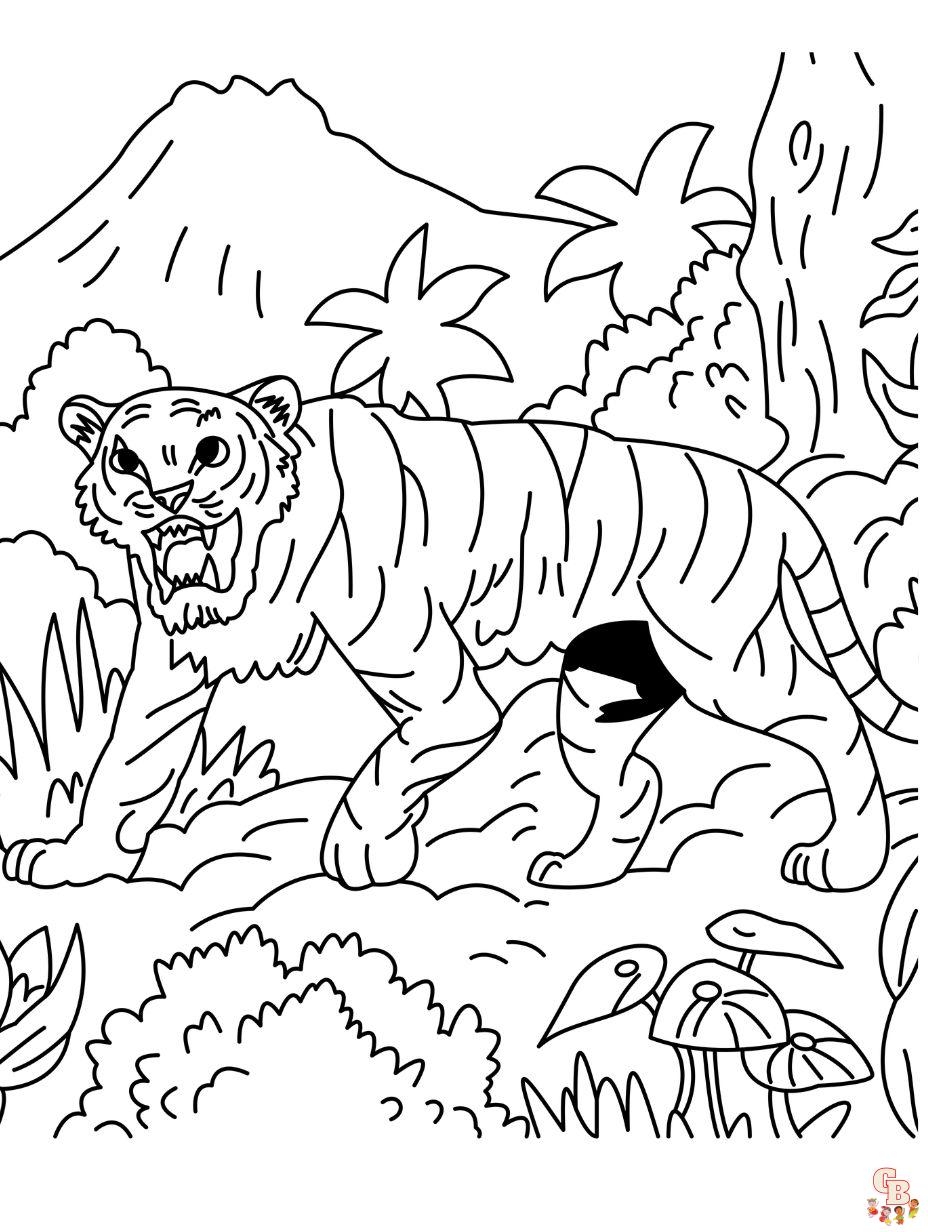 Malvorlagen Tiger im Dschungel