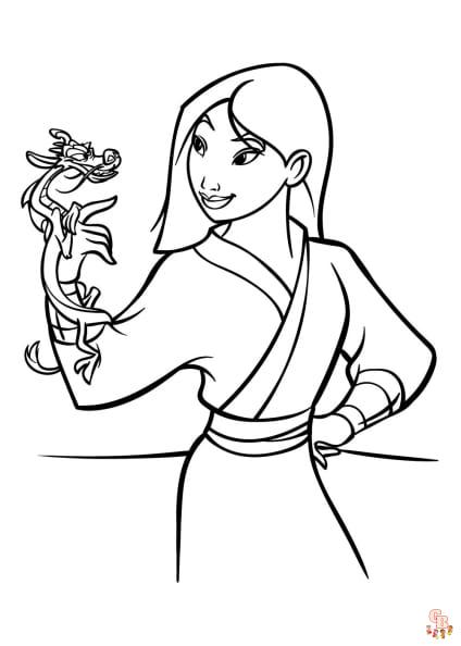 Mulan und Mushu ausmalbilder zum ausdrucken