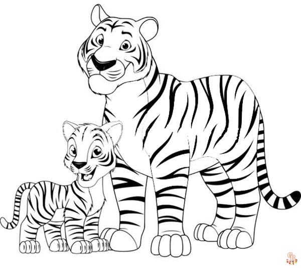 Tiger Mutter und Baby Tiger ausmalbilder zum ausdrucken