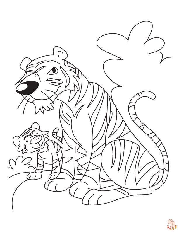 Tiger Mutter und Baby Tiger zum ausdrucken