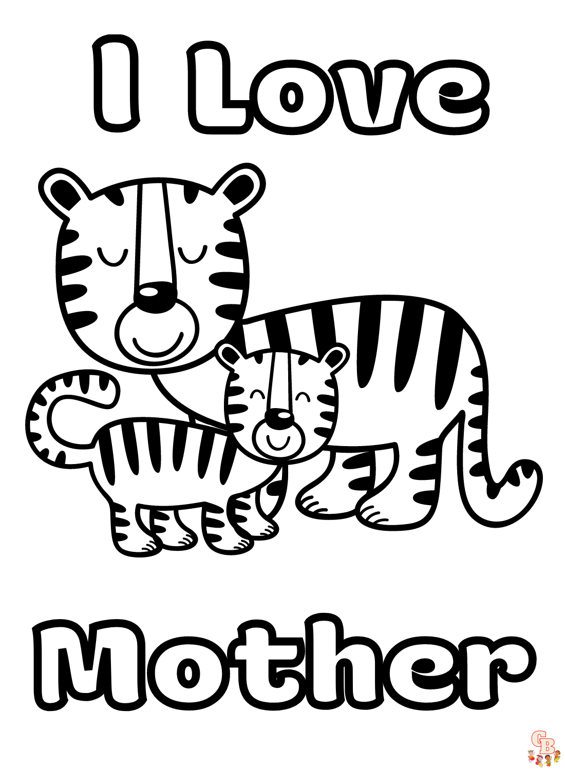 Tiger Mutter und Baby Tiger zum ausmalen