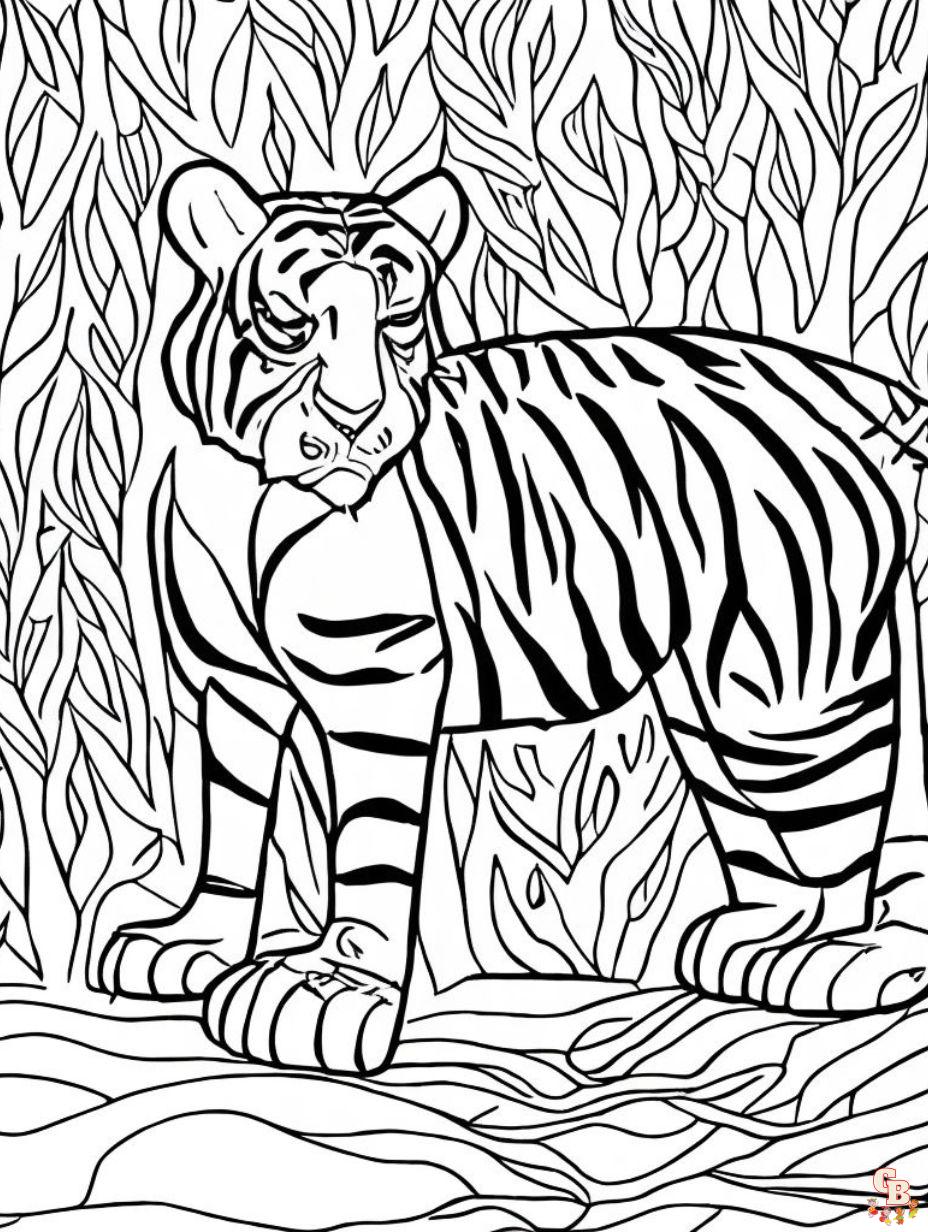 Tiger im Dschungel zum ausmalen