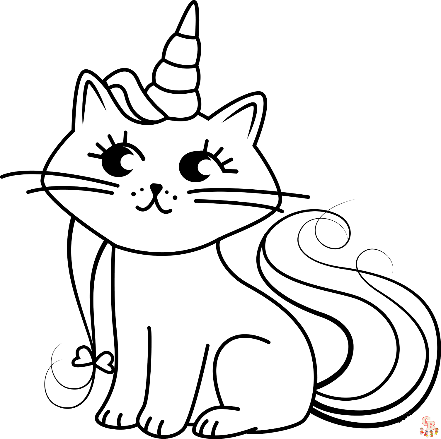 unicorn cat coloring page
