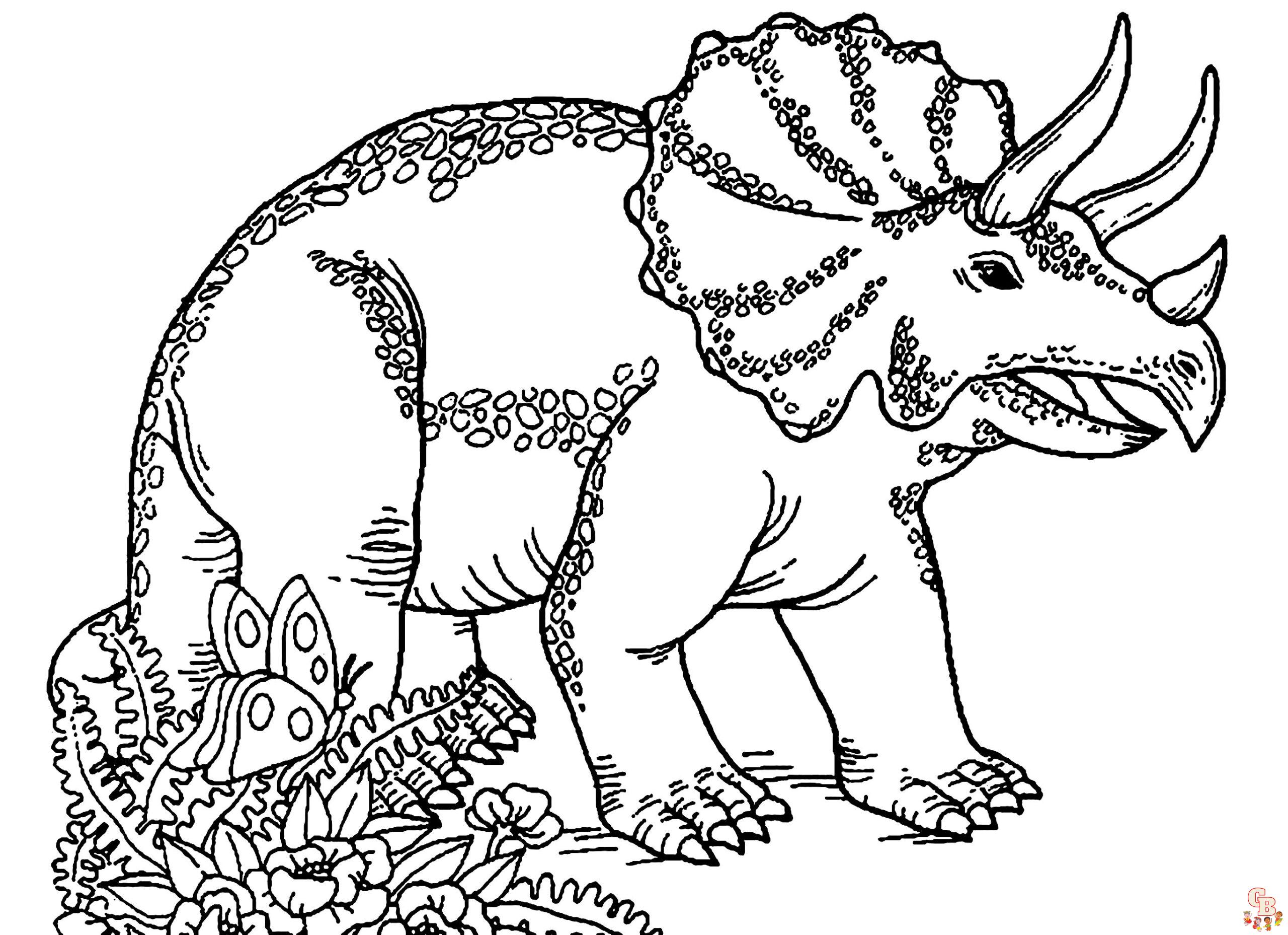 Triceratops Ausmalbilder fuer Kinder kostenlos