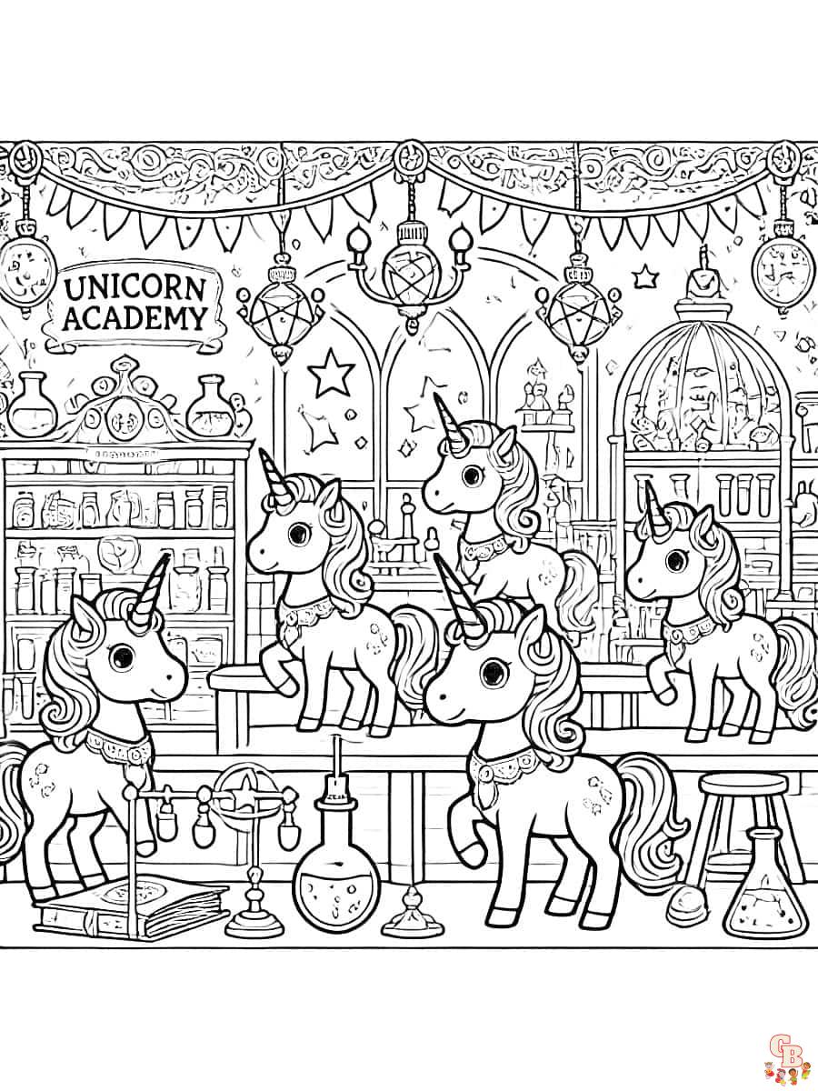 Zauberlabor der Ausmalbild Unicorn Academy