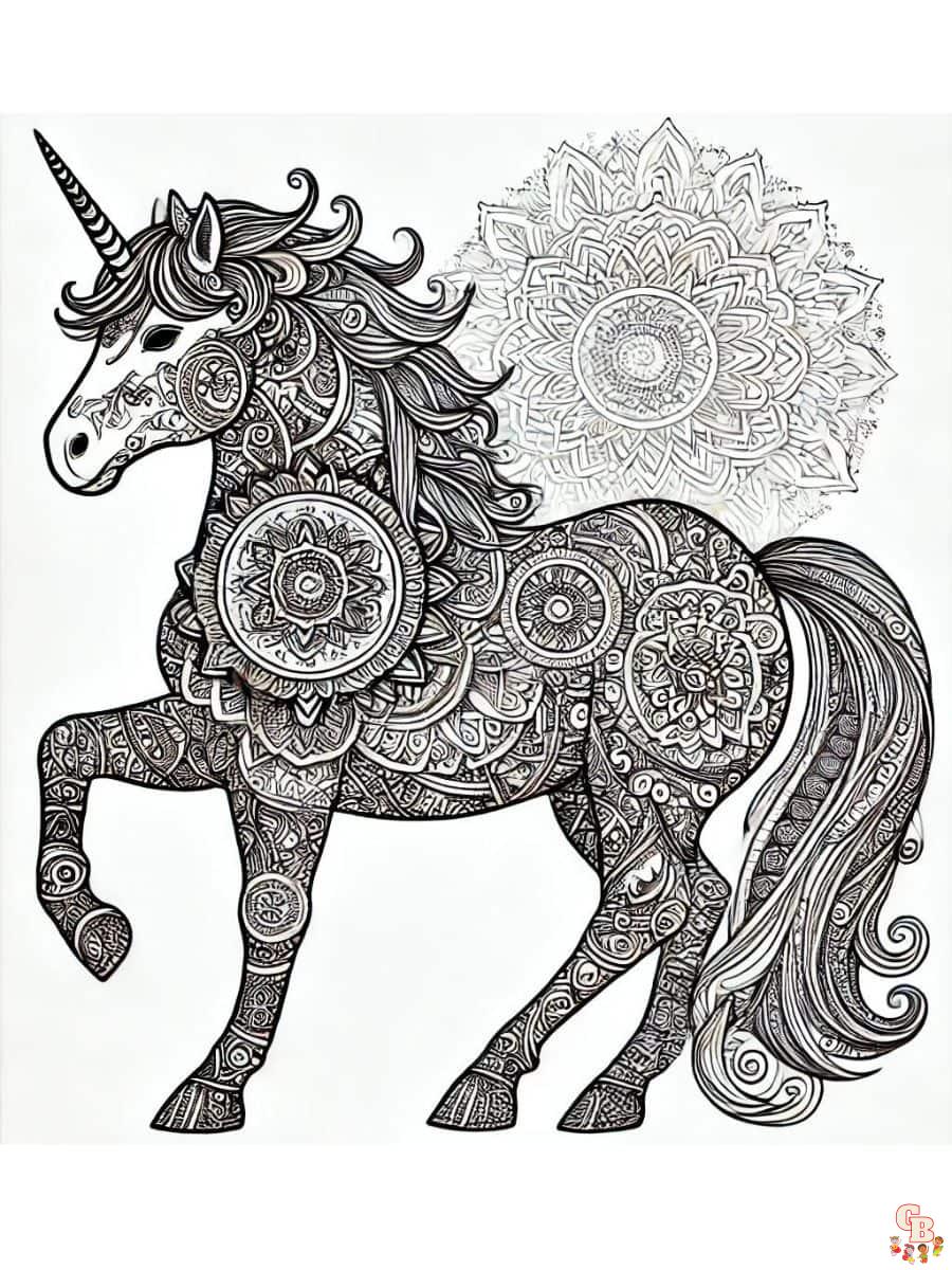 Coole Einhorn und Mandala Muster Erwachsene Coole Ausmalbilder Einhorn